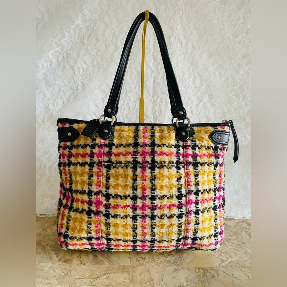 Coach Daisy Wool Tweed Plaid Emma Tote F25083 - Picture 2 of 12
